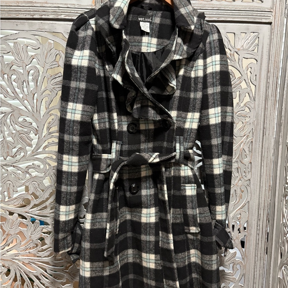 Wet Seal Black and White Checkered Coat